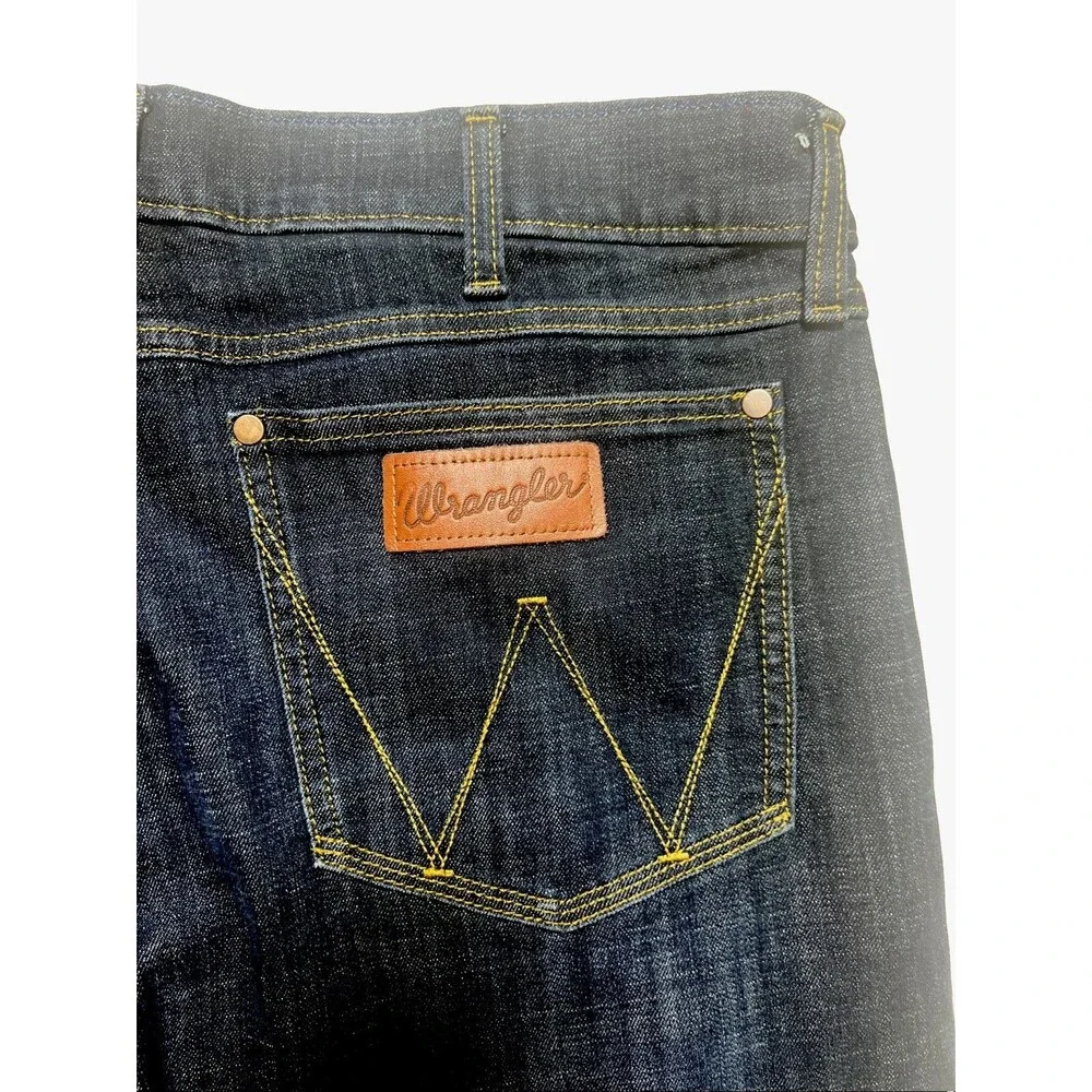 Wrangler Retro Jeans Men 36x34 Slim Boot Cut Blue Denim Workwear Rodeo Stretch